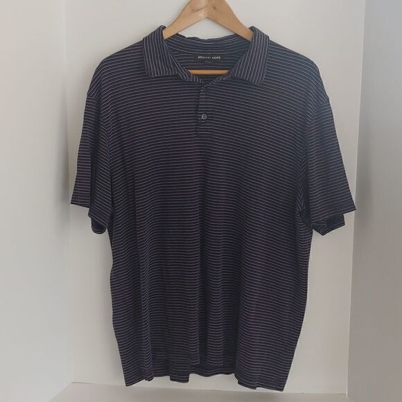 Michael Kors Men's Short Sleeve Polo Shirt Purple Striped Size XXL - Picture 1 of 7